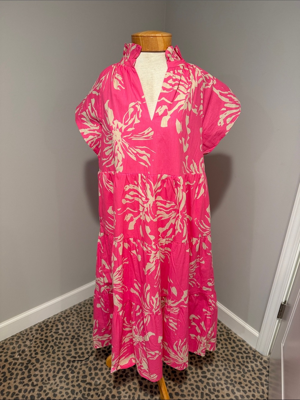 Pinch Hot Pink Floral Maxi Dress with Keyhole Neck Lana Dress from Avara